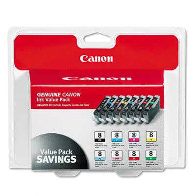Canon® 0620B015 (CLI-8) Eight-Color Multipack Ink Tank