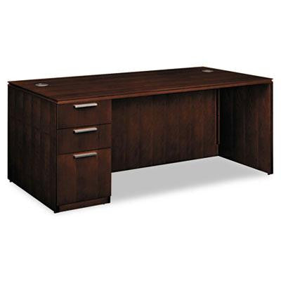 HON® Arrive Series Wood Veneer Single Pedestal Desk