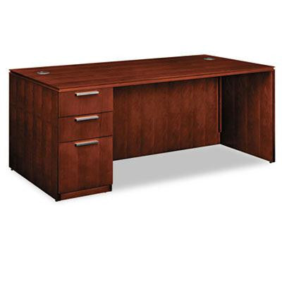 HON® Arrive Series Wood Veneer Single Pedestal Desk