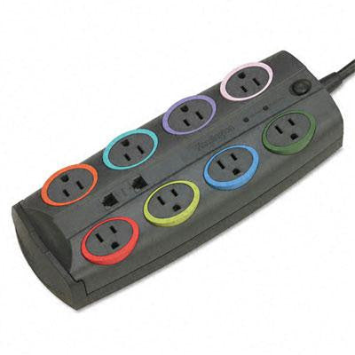 Kensington® SmartSockets® Color-Coded Eight-Outlet Adapter Model Surge Protector