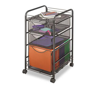 Safco® Onyx™ Mesh Mobile File with Two Supply Drawers