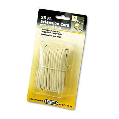 Softalk® Telephone Extension Cord, Plug-Dual Jack