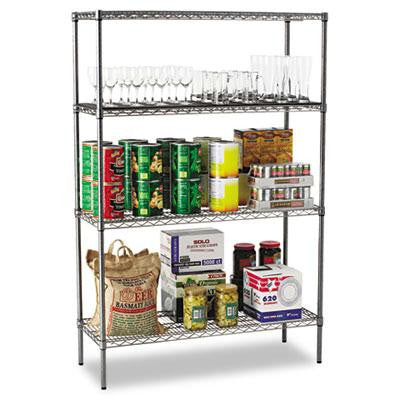 Alera&reg; Black Anthracite Wire Shelving Kit