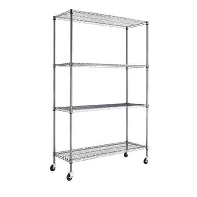 Alera&reg; Commercial Medium-Duty Wire Shelving Kit with Casters