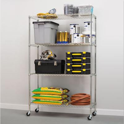 Alera&reg; Commercial Medium-Duty Wire Shelving Kit with Casters