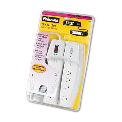 Fellowes&reg; Eight-Outlet Split Surge Protector with Phone Protection