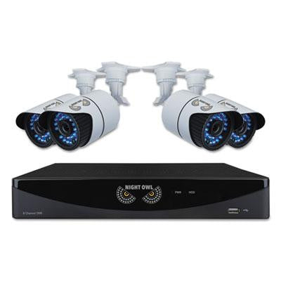 Night Owl Eight-Channel Video Security System with Four 900 TVL Bullet Cameras