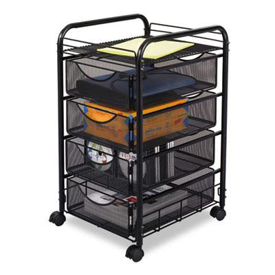 Safco&reg; Onyx&trade; Mesh Mobile File with Four Supply Drawers