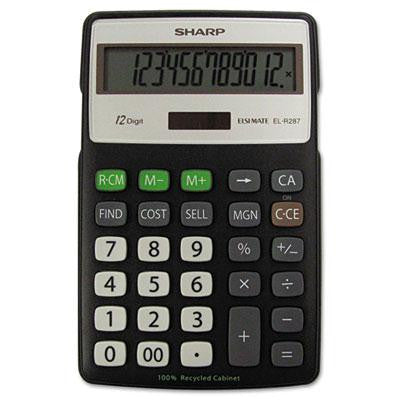 Sharp&reg; EL-R287BBK Recycled Series Semi-Desk Display Calculator with Kickstand