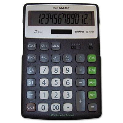 Sharp&reg; EL-R297BBK Recycled Series Semi-Desk Display Calculator with Kickstand