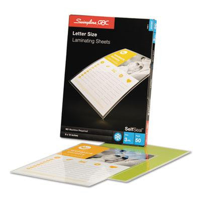 Swingline&trade; SelfSeal&trade; Self-Adhesive Laminating Pouches & Single-Sided Sheets