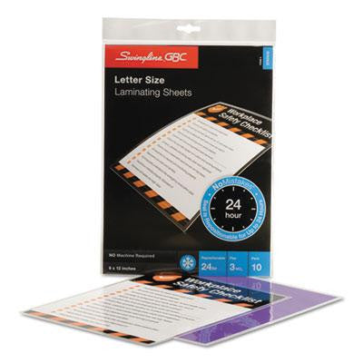 Swingline&reg; GBC&reg; SelfSeal&trade; NoMistakes&trade; Self-Adhesive Laminating Sheets