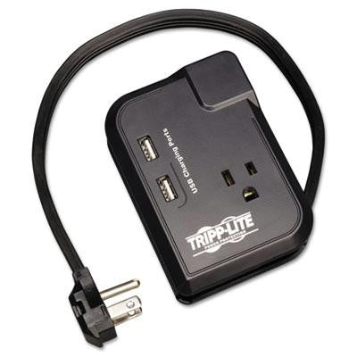 Tripp Lite Protect It!&trade; Three-Outlet, Two 2.1 Amp USB Travel-Size Surge Suppressor